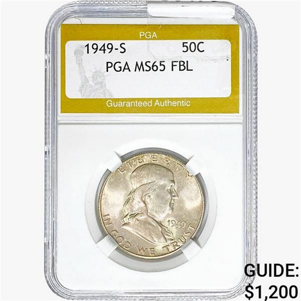1949-S Franklin Half Dollar PGA MS65 FBL