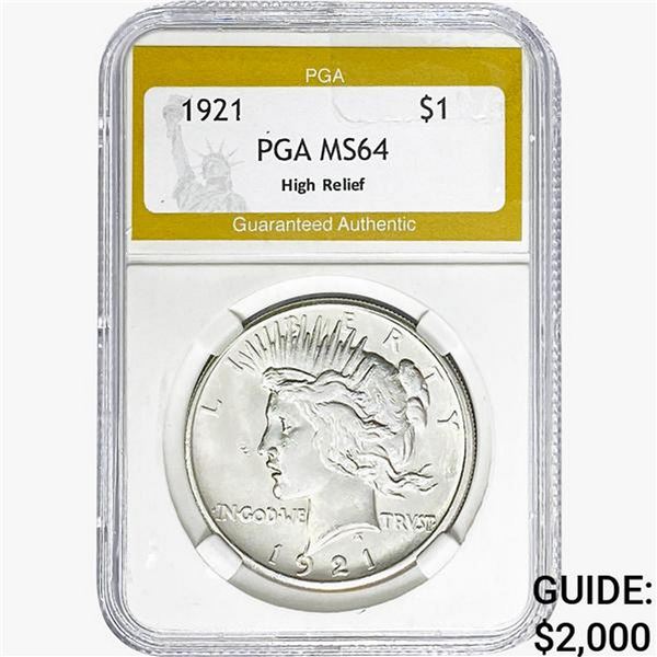 1921 Silver Peace Dollar PGA MS64 HR