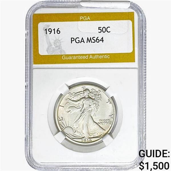 1916 Walking Liberty Half Dollar PGA MS64