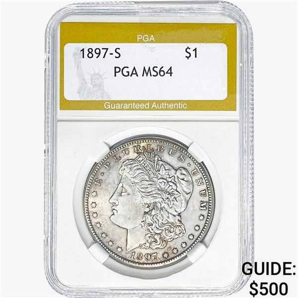 1897-S Morgan Silver Dollar PGA MS64