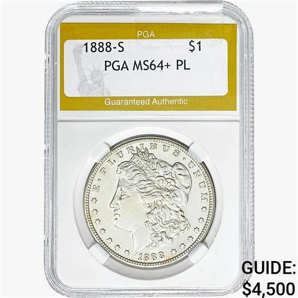 1888-S Morgan Silver Dollar PGA MS64+ PL