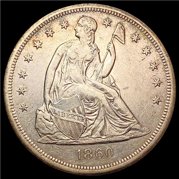 1860 Silver Seated Dollar CLOSELY UNCIRCULATED