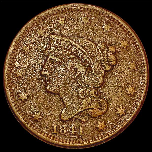 1841 Braided Hair Cent LIGHTLY CIRCULATED