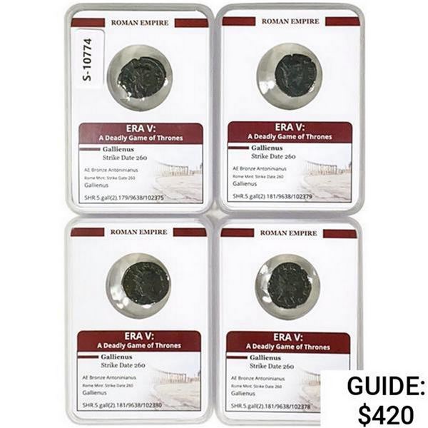 260 AD Gallienus Bronze Antoninianus Ancient Roman Coins [4 Coins]