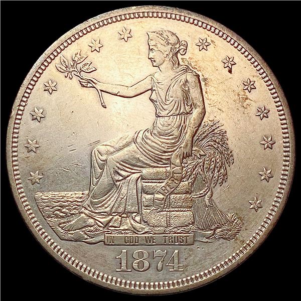 1874 Silver Trade Dollar CLOSELY UNCIRCULATED