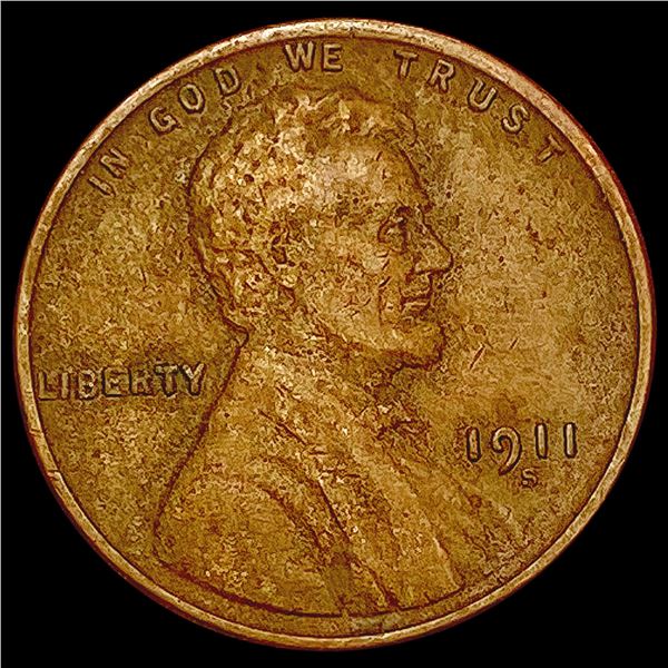 1911-S Wheat Cent LIGHTLY CIRCULATED