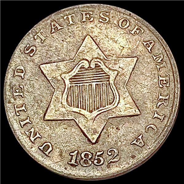 1852 Silver Three Cent LIGHTLY CIRCULATED