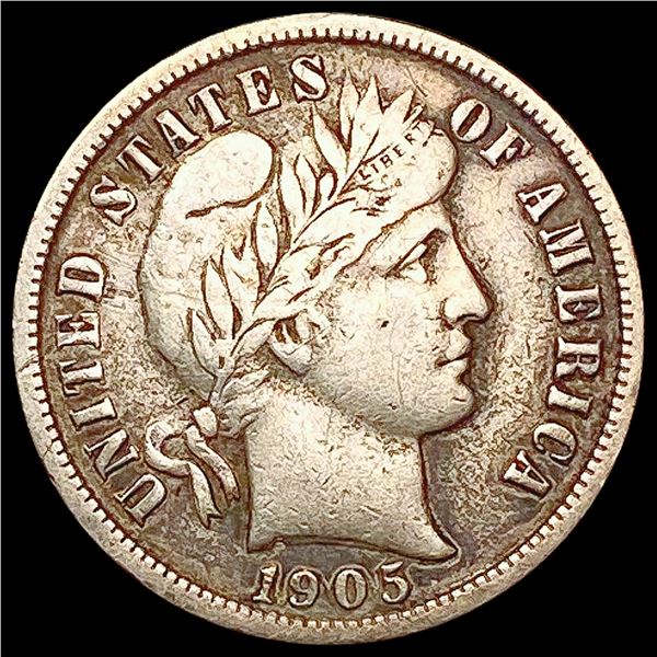 1905 Barber Dime NEARLY UNCIRCULATED
