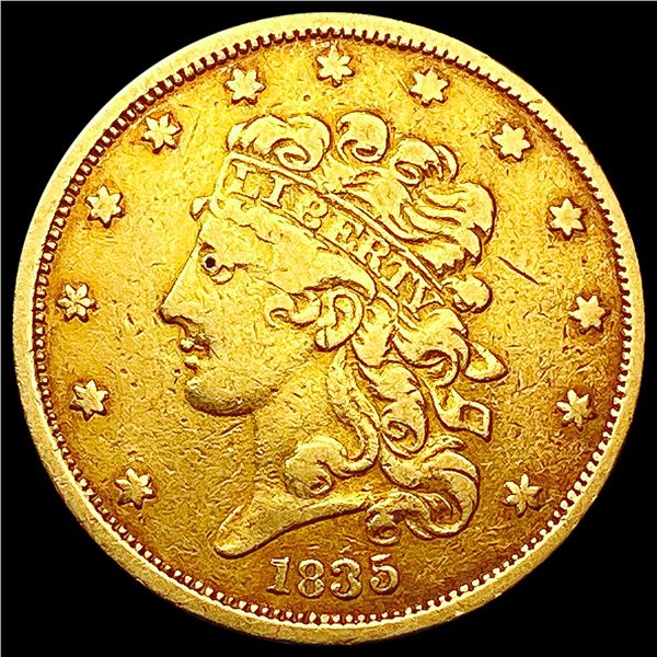 1835 $5 Gold Half Eagle LIGHTLY CIRCULATED