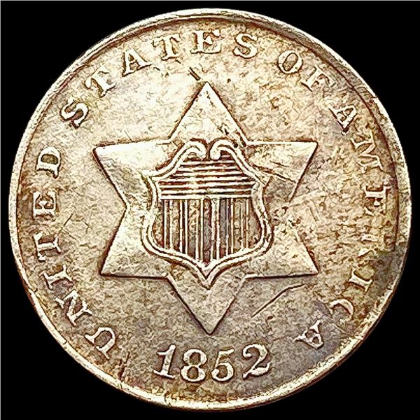 1852 Silver Three Cent CLOSELY UNCIRCULATED
