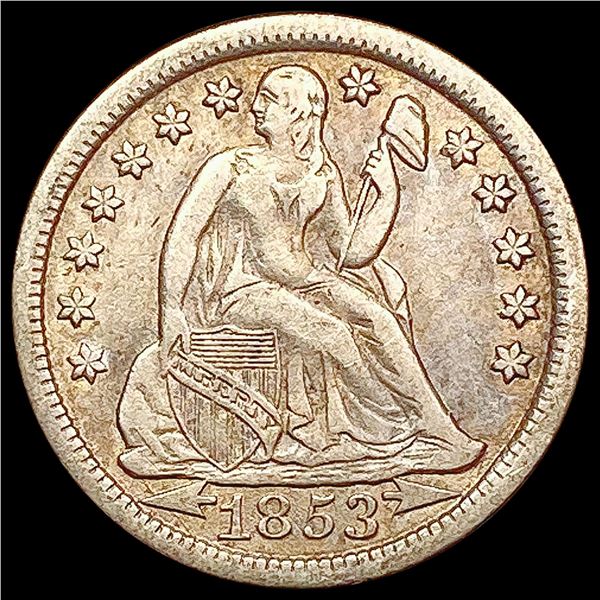 1853 Arrows Seated Liberty Dime LIGHTLY CIRCULATED