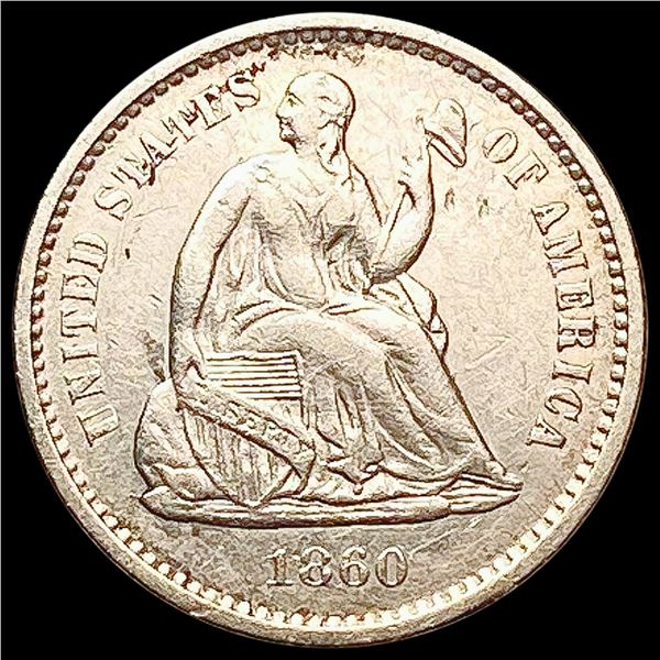 1860-O Seated Liberty Half Dime NEARLY UNCIRCULATED