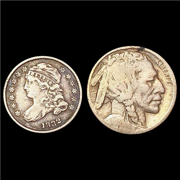 [2] 1832&1913 1 5C, 1 10C LIGHTLY CIRCULATED