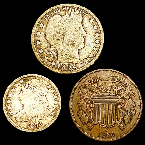 [3] 1833-1892 Varied U.S. Coinage NICELY CIRCULATED