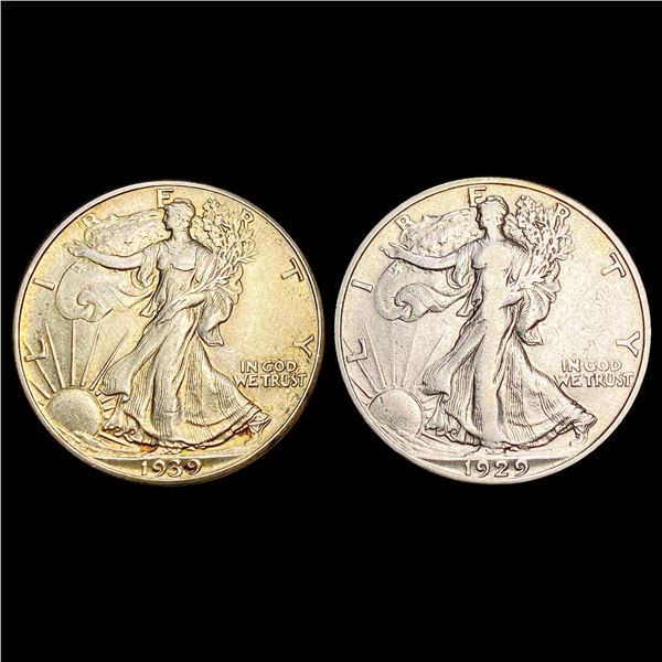 [2] 1929-D&1939 Walking Liberty Half Dollar CHOICE BU