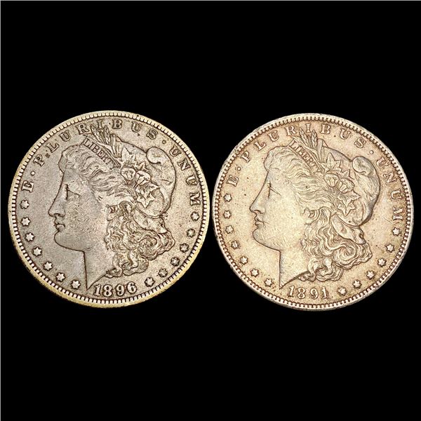 [2] 1891&1896-O Morgan Silver Dollar CLOSELY UNCIRCULATED
