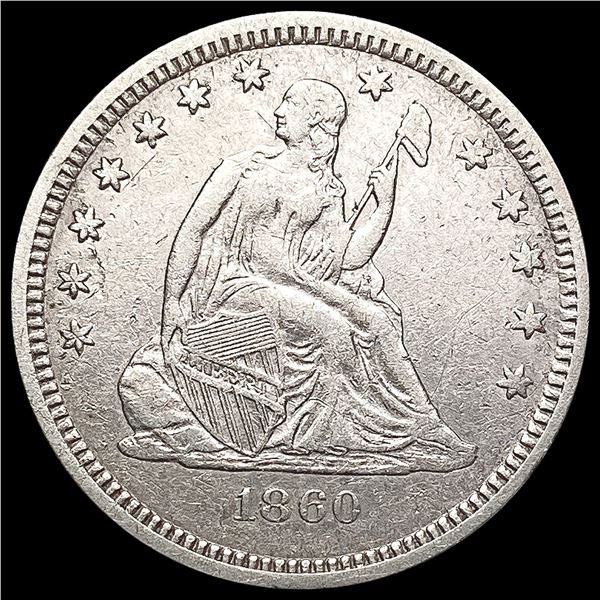 1860-O Seated Liberty Quarter CLOSELY UNCIRCULATED
