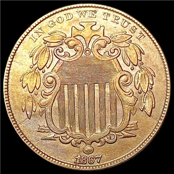 1867 No Rays Shield Nickel CLOSELY UNCIRCULATED