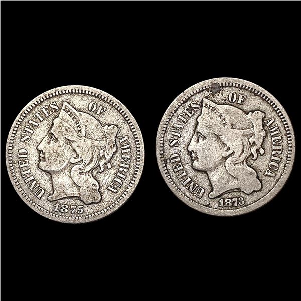 [2] 1873&1875 Nickel Three Cent HIGH GRADE