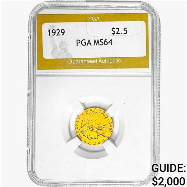 1929 $2.50 Gold Quarter Eagle PGA MS64