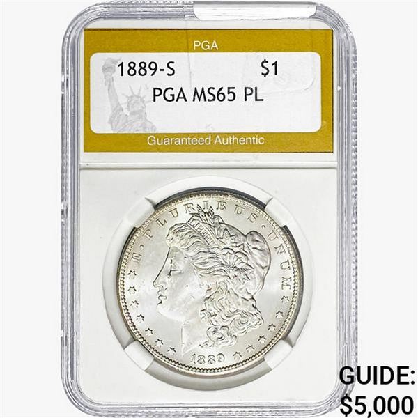 1889-S Morgan Silver Dollar PGA MS65 PL
