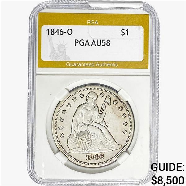 1846-O Silver Seated Dollar PGA AU58