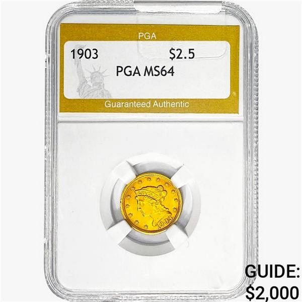 1903 $2.50 Gold Quarter Eagle PGA MS64