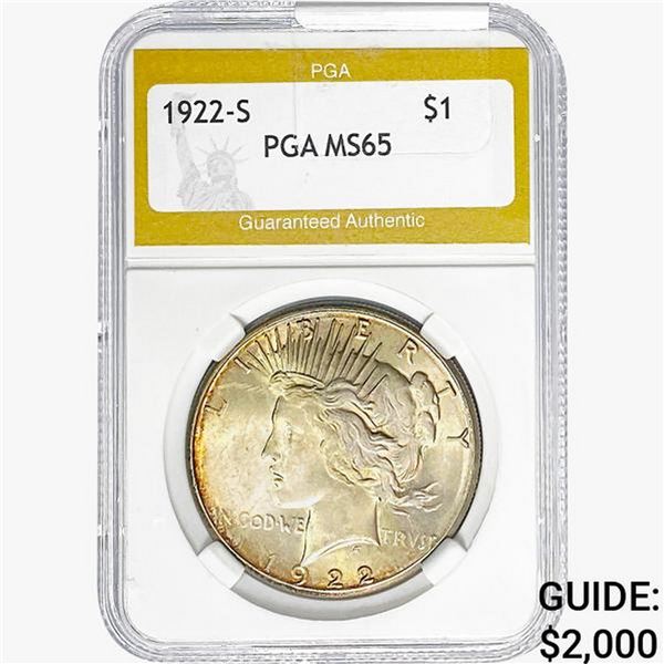 1922-S Silver Peace Dollar PGA MS65
