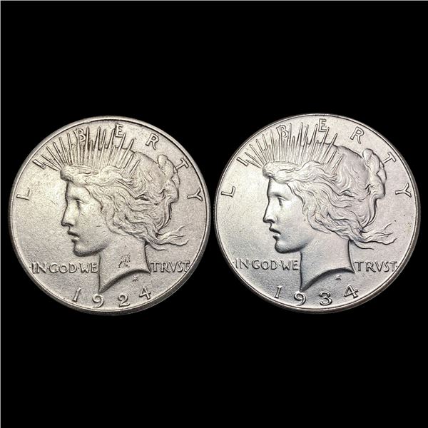 [2] 1924-S&1934 Silver Peace Dollar UNCIRCULATED
