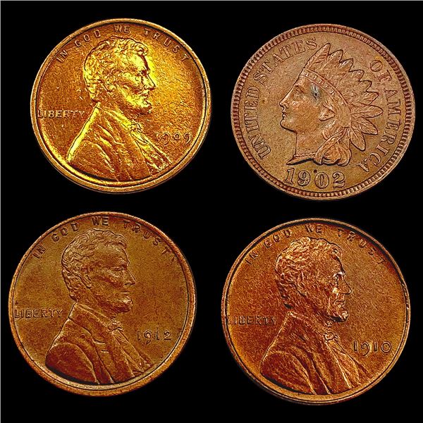 [4] 1902-1912 Varied US Cents Lot [4 Coins] UNCIRCULATED