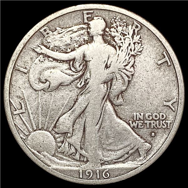 1916-S Obv. Walking Liberty Half Dollar LIGHTLY CIRCULATED