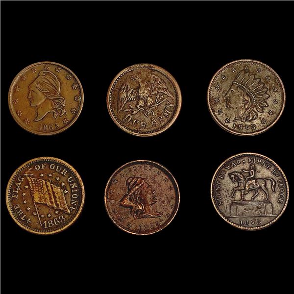 [6] 1863-1865 U.S. Varied Tokens HIGH GRADE