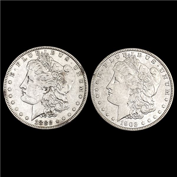 [2] 1882 O/S&1902 Morgan Silver Dollar UNCIRCULATED