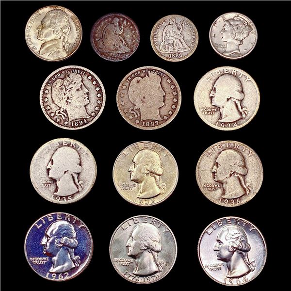 [12]1838-1976 Varied US Coins 5C-25C HIGH GRADE
