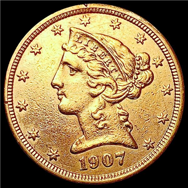 1907 $5 Gold Half Eagle HIGH GRADE