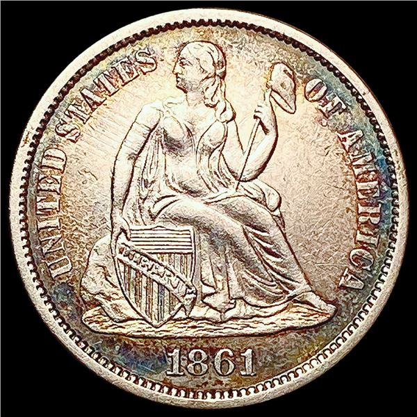1861 Seated Liberty Dime CHOICE AU