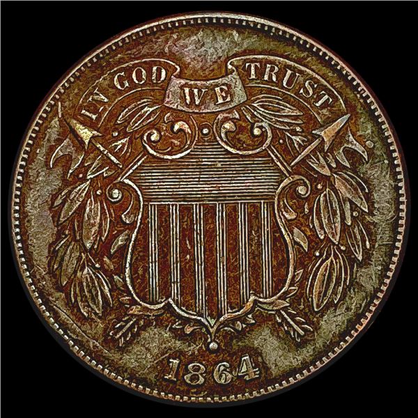 1864 Two Cent Piece NEARLY UNCIRCULATED