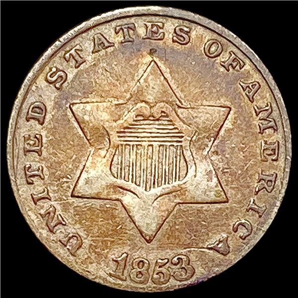 1853 Silver Three Cent CLOSELY UNCIRCULATED