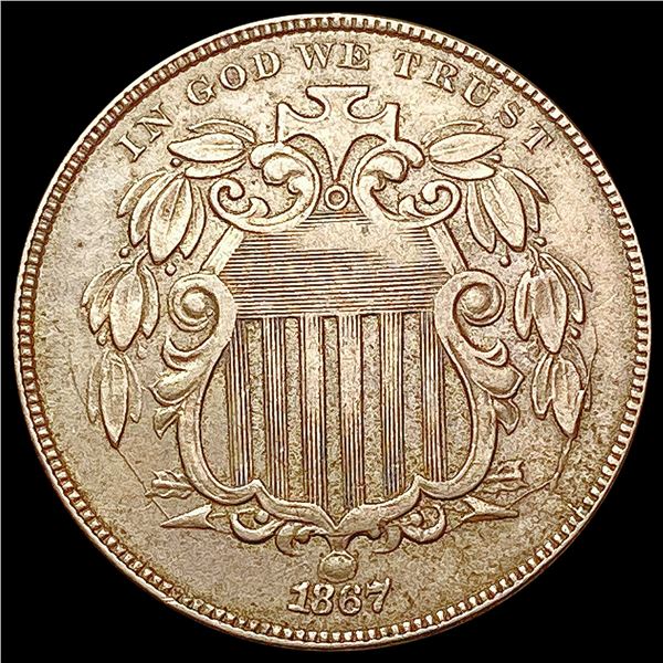 1867 No Rays Shield Nickel CLOSELY UNCIRCULATED