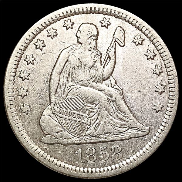 1858-O Seated Liberty Quarter NEARLY UNCIRCULATED