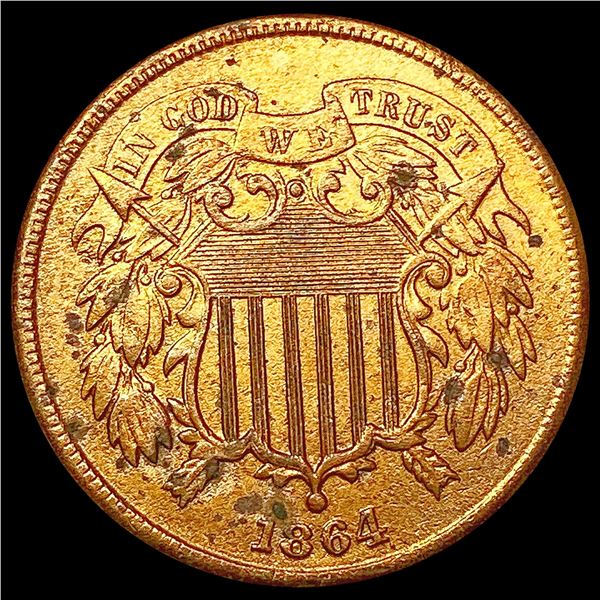 1864 Two Cent Piece CHOICE AU