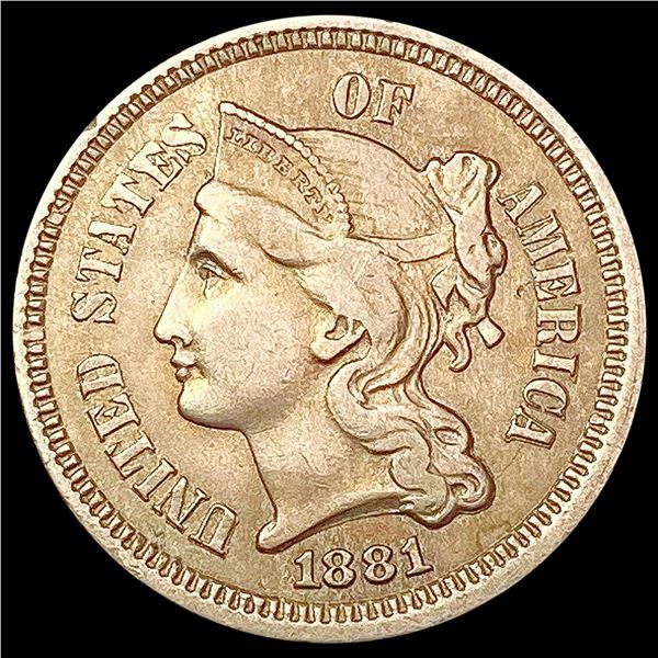 1881 Nickel Three Cent CLOSELY UNCIRCULATED