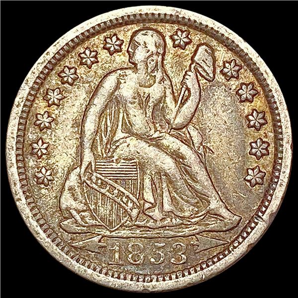 1853-O Arrows Seated Liberty Dime NEARLY UNCIRCULATED