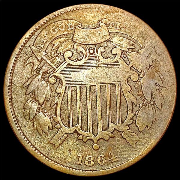 1864 Sm. Motto Two Cent Piece LIGHTLY CIRCULATED