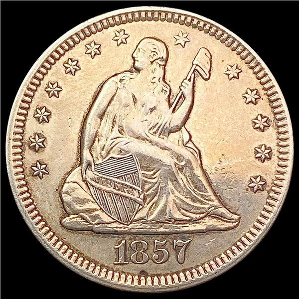 1857-O Seated Liberty Quarter NEARLY UNCIRCULATED