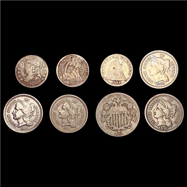 [8] 1830-1881 Varied US Type Coinage Lot HIGH GRADE