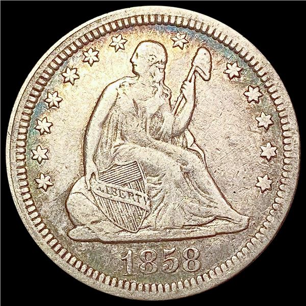 1858 Seated Liberty Quarter NEARLY UNCIRCULATED
