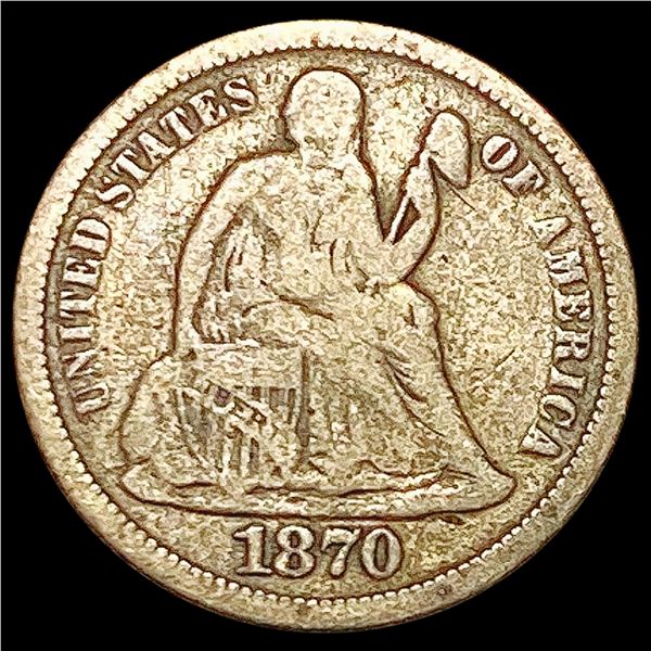 1870 Seated Liberty Dime LIGHTLY CIRCULATED