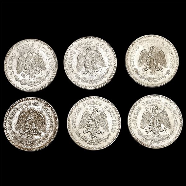 1932-1944 Mexico Silver 1 Pesos Lot [6 Coins] UNCIRCULATED