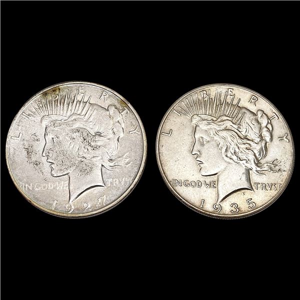 [2] 1927&1935 Silver Peace Dollar CLOSELY UNCIRCULATED
